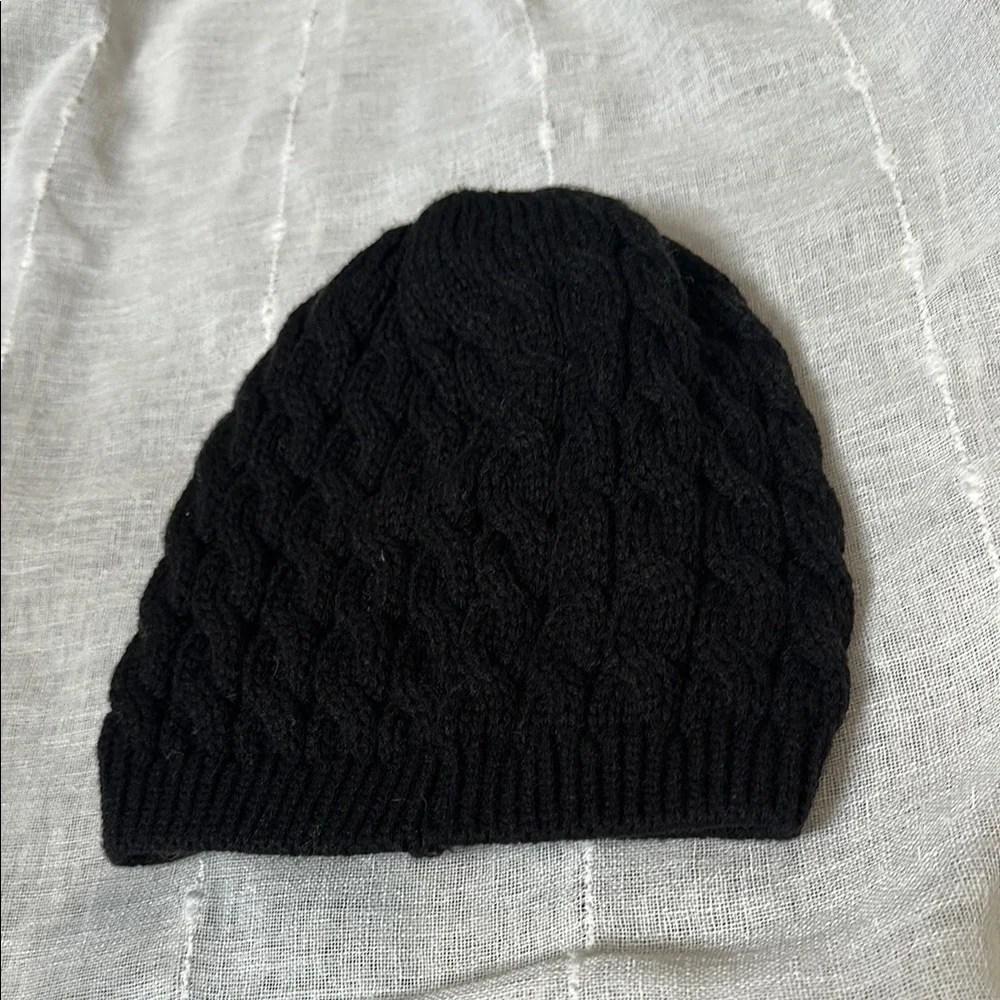 Black Cable Knit Beanie by Richardson Tagged 